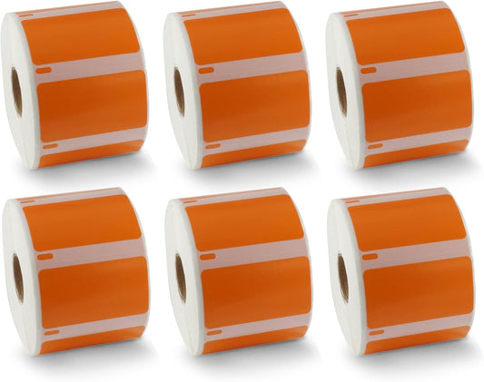 BETCKEY - Compatible DYMO 30334 (2-1/4" x 1-1/4") Medium Multipurpose Barcode/FNSKU Labels - Compatible with Rollo, DYMO Labelwriter 450, 4XL & Zebra Desktop Printers[6 Rolls, 6000 Labels, Orange]