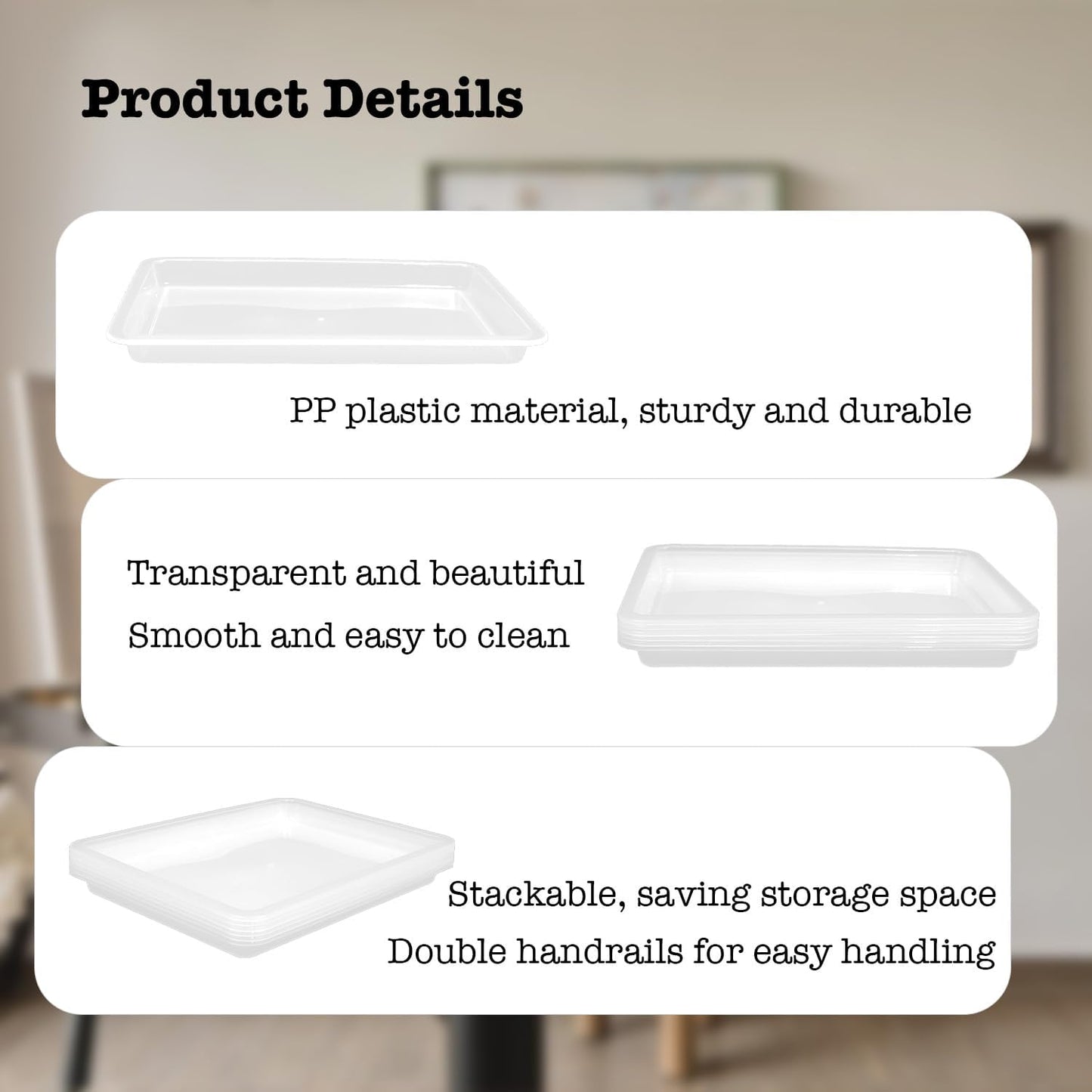 Plastic Art Tray, 12 Pcs Activity Trays Craft Organizer Trays Stackable Activity & Craft Organizer Trays for Kids Classroom Storage, Home & Office Projects,Art Tray,13.4" x 9.8" x 1" (Clear)