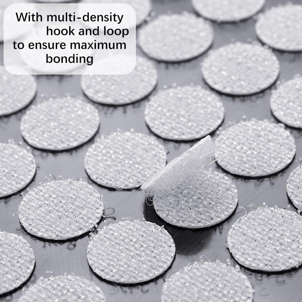 1200Pcs (600 Pairs) 0.59in/15mm Diameter Hook and Loop Self Adhesive Dots Tapes, White Nylon Sticky Back Dots, Fastener Round Tapes for Home, Office and Classroom