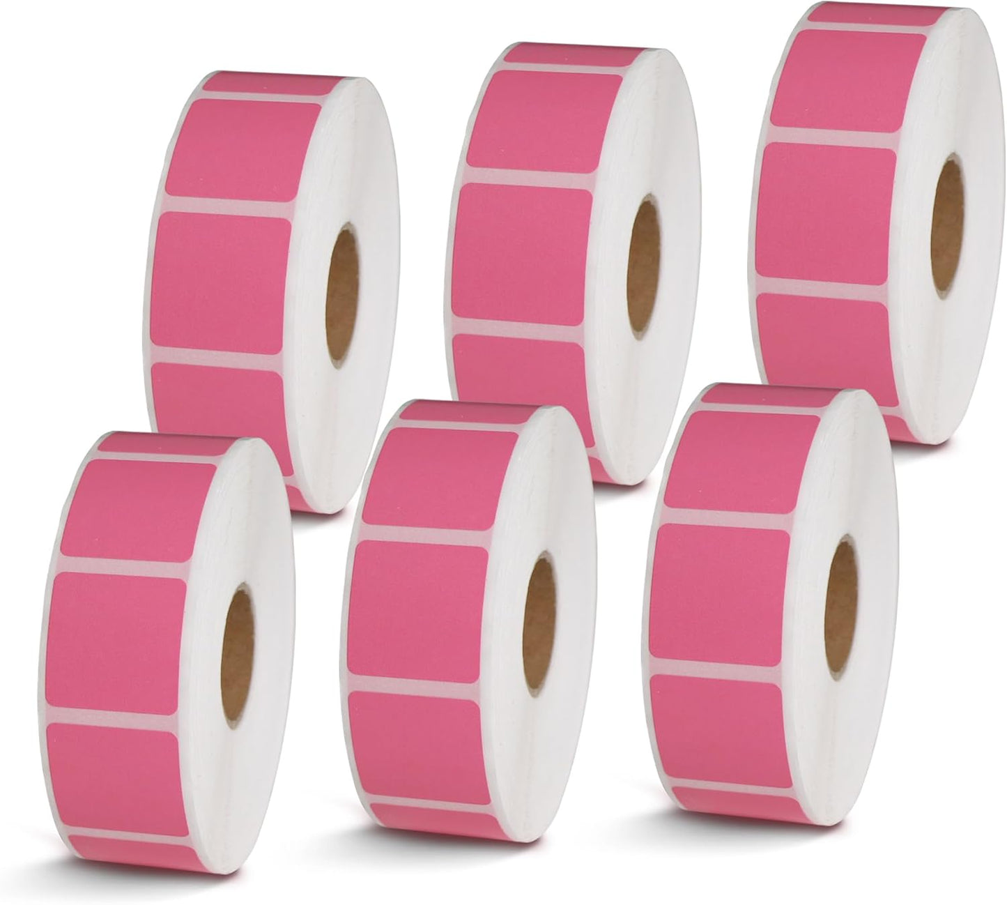 BETCKEY - 1" x 1" Square QR Code Labels Compatible with Zebra & Rollo Label Printer,Premium Adhesive & Perforated[Pink, 6 Rolls, 8280 Labels]