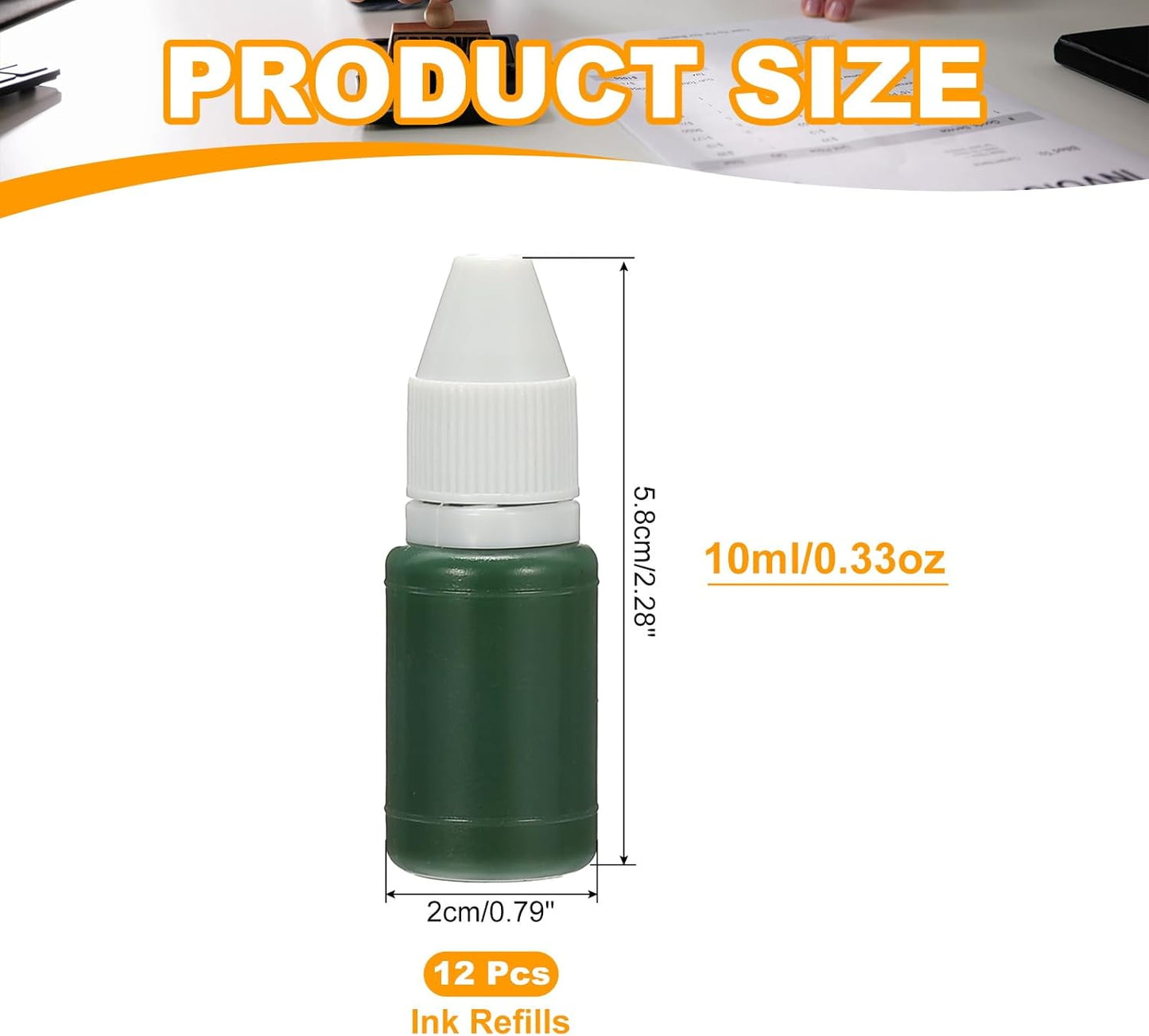 PATIKIL 0.33oz Refill Ink for Stamps and Ink Pads, 12Pcs 10ml Stamp Pad Ink Refill for Office Stamp Self Inking Stamp Date Stamp Scrapbooking, Pale Green