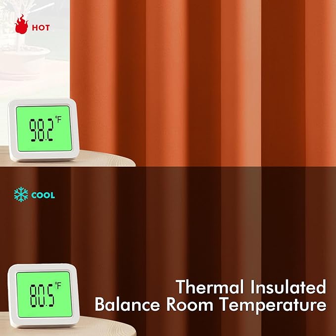 MIULEE Orange Blackout Curtains - Bedroom Window Treatment Fall Curtains Thermal Insulated Room Darkening Drapes for Living Room Kitchen Grommet Light Blocking Drapery, 40 x 54 Inches Long, 2 Panels