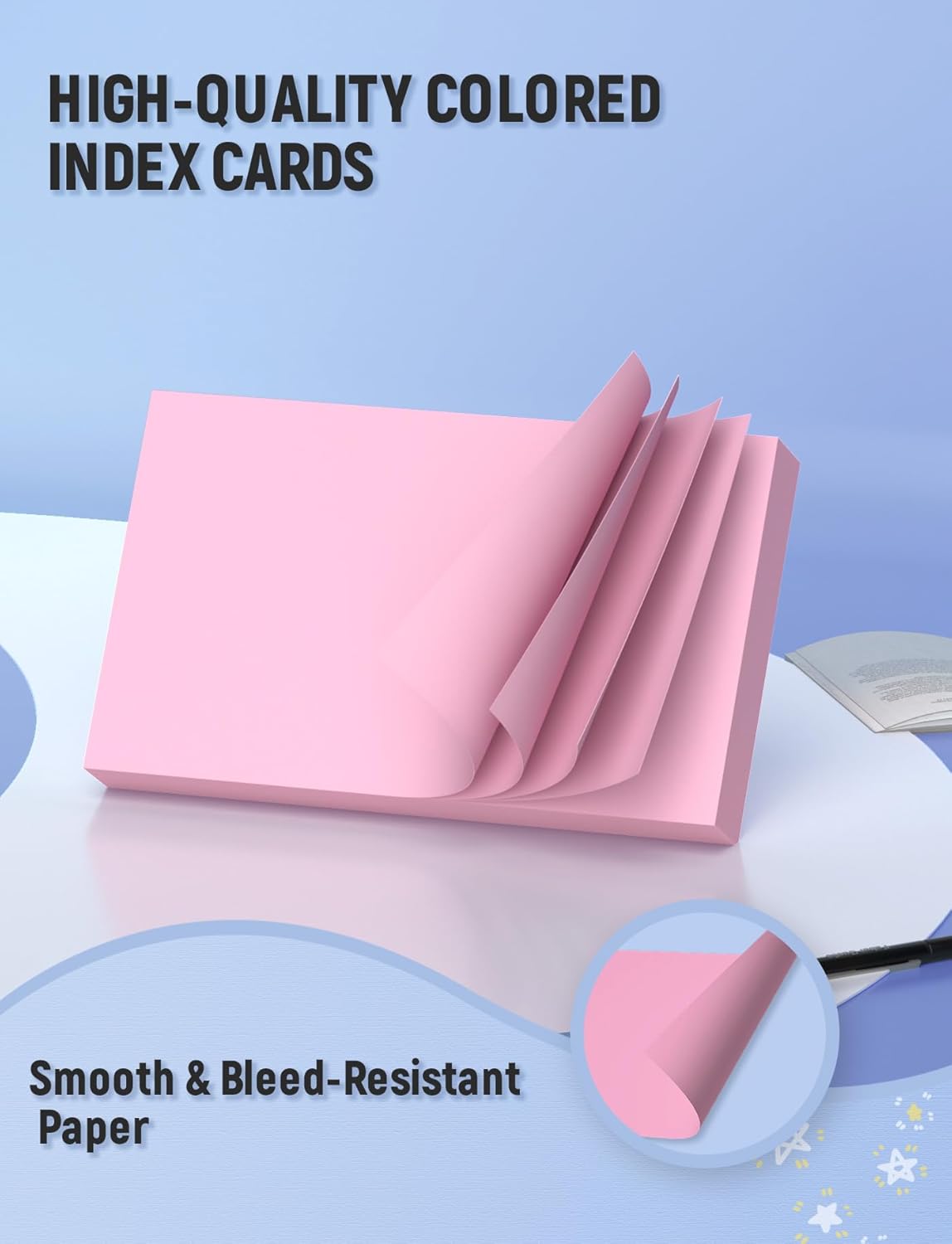 Colored Blank Index Cards 3x5, 600 Pcs 3x5 Index Cards, Double-Sided Blank Flash Cards, Heavy Bright Note Cards 3 x 5, 6 Colors Flashcards for Studying, Colored Notecards for Office, School, and Home