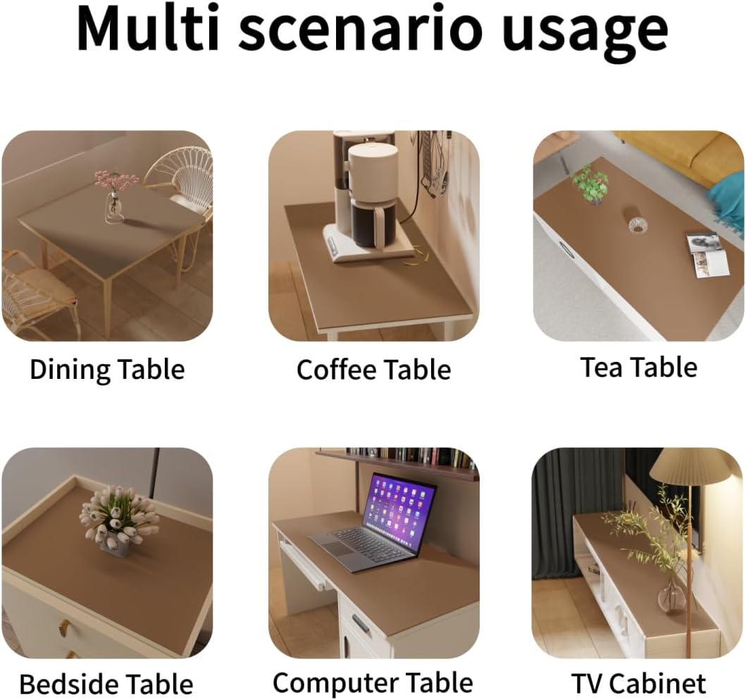 Dining Table Protector Pad for Dining Room Table - Can Be Used On Both Sides Waterproof and Easy to Clean Good Flatness Used for Dining Table(Mud Color+Champagne Gold 54x98)