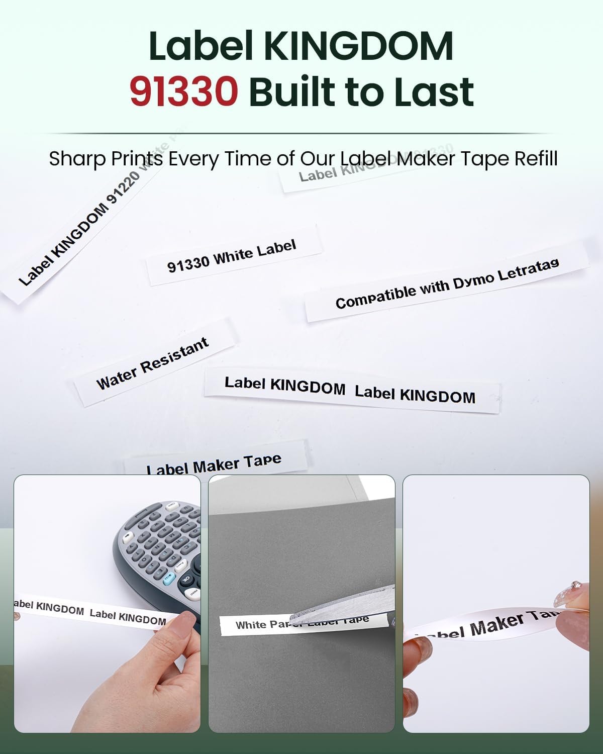6-Pack 91330 Compatible with Dymo LetraTag Label Tape Refills, 12mm x 4m (1/2" x 13') White Paper Compatible with Letra Tag Label Makers LT-100H, LT-100T, Easy-Peel, Strong Adhesive, Clear Printing
