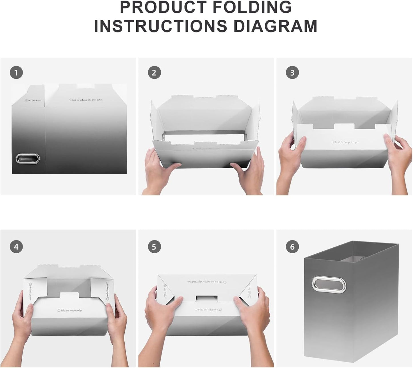 Oterri File Organizer, 4 Packs Small Storage Box, Cardboard File Folder Organizer, Collapsible File Box for Hanging File Folders Letter Size, Filing Organizer with Handle (Gradient Light gray)