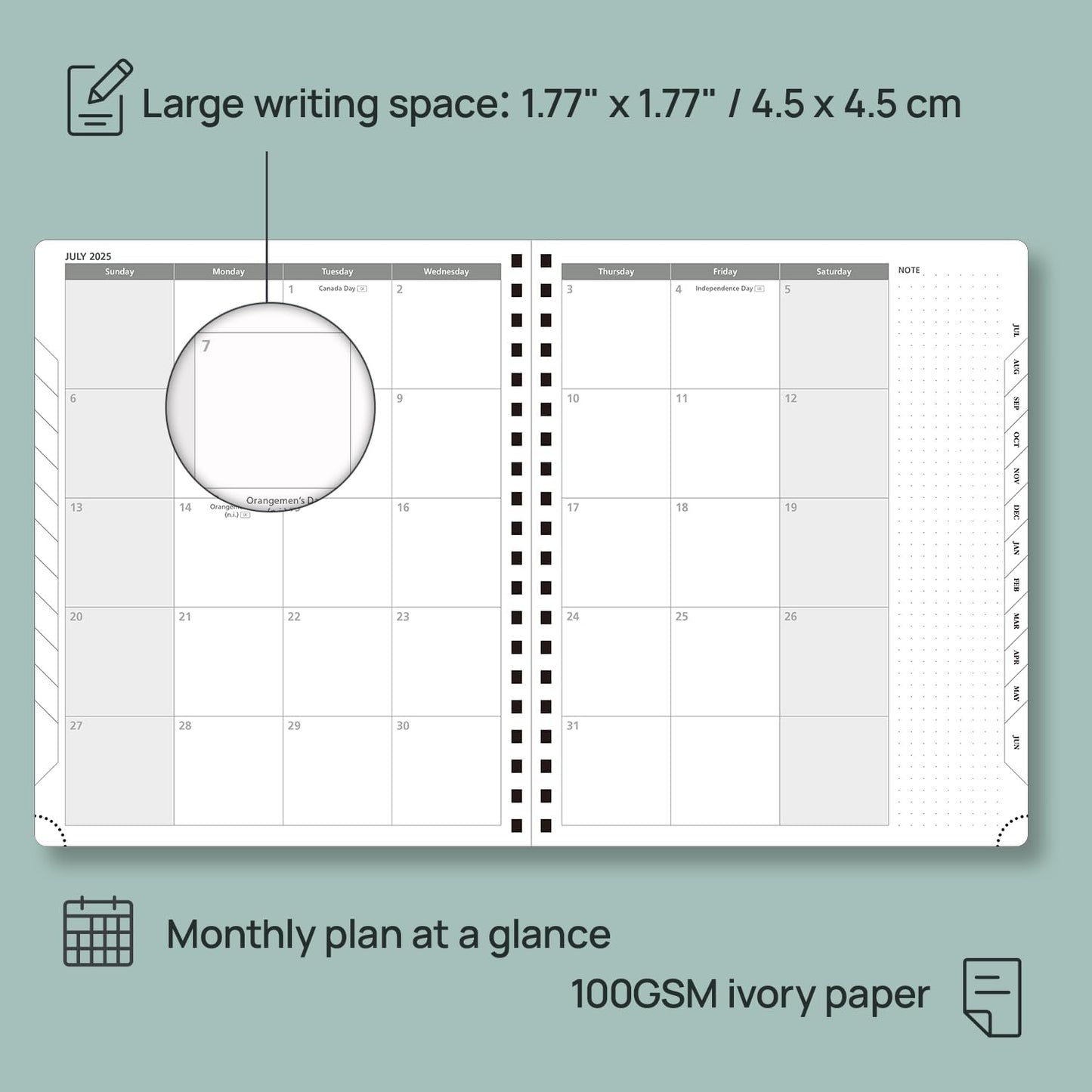 POPRUN Planner 2025-2026 (Large - 8.5'' x 10.5'') Academic Weekly Calendar (July 2025 - June 2026) with Hourly Time Slots, Monthly Tabs, 100GSM Thick Papers, Spiral Leather Cover - Night Sky Blue