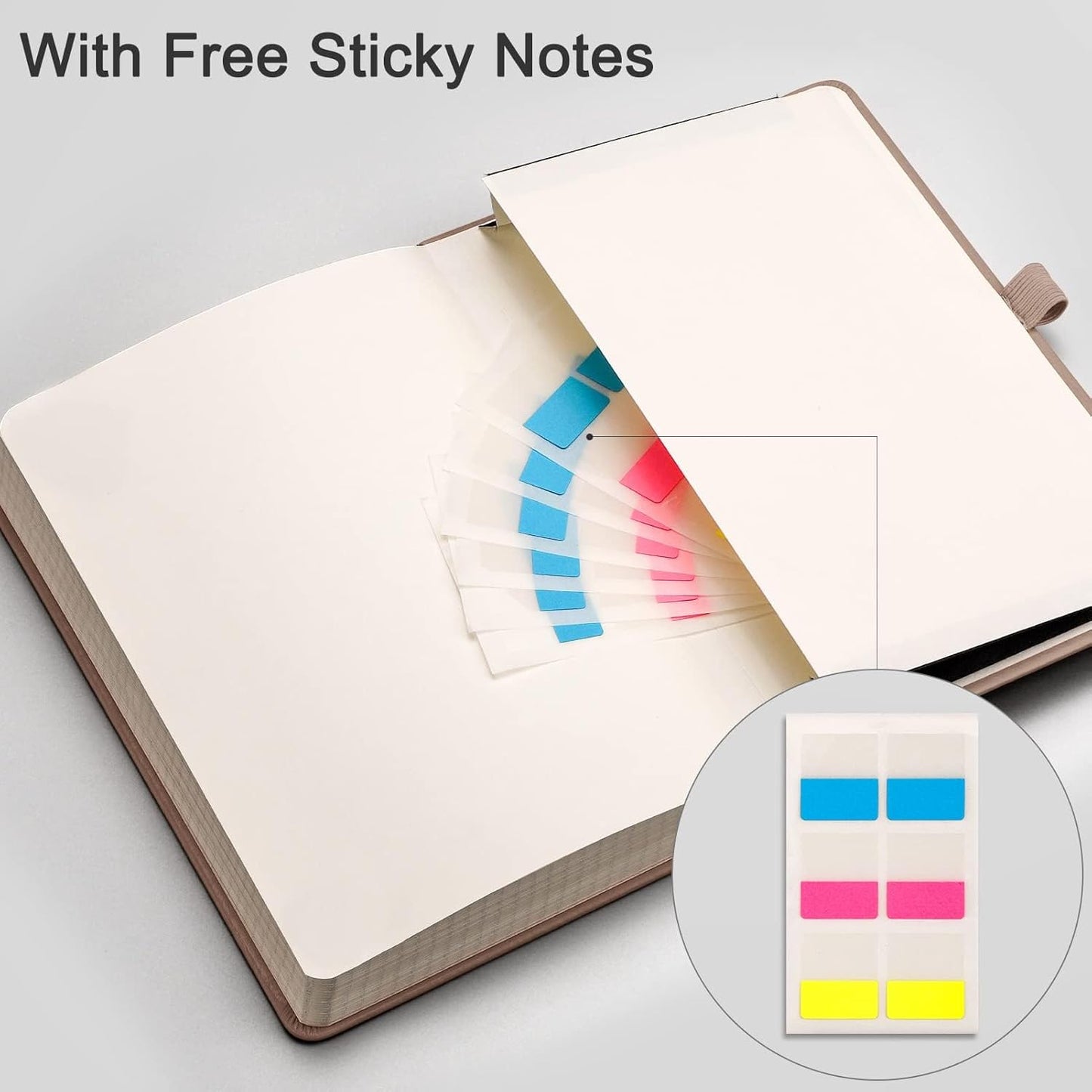 EMSHOI A5 Graph Paper Notebook - 256 Pages PU Leather Hardcover Journal, 120gsm Thick No-Bleed Grid Paper Notebook for Women Men Work School Math Engineering, 5.75" x 8.38" Khaki