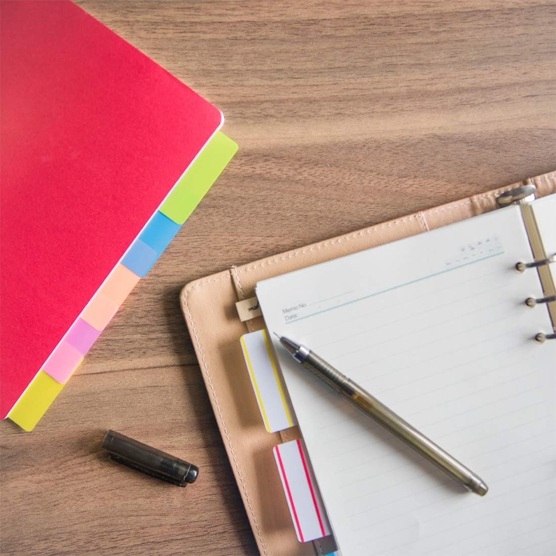 KICNIC File Index Tabs 1 Inch Sticky Flags 960 Pcs, Colored Page Markers Self Adhesive, Repositionable Note Tabs for Documents, Books, Paper, Notebooks, Filing and Folders [24 Sets, 10 Colors]