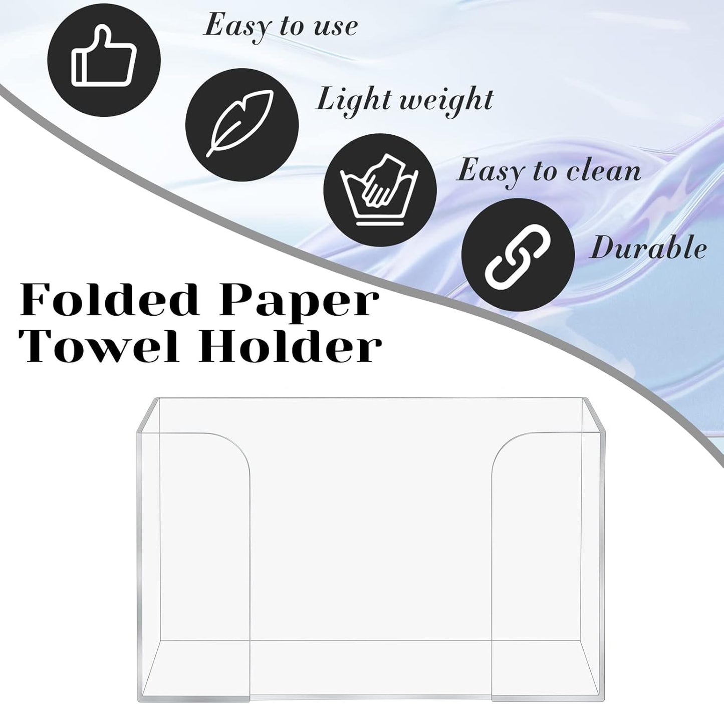 Deekin 2 Pcs Acrylic Paper Towel Dispenser Countertop Paper Towel Holder, Clear Trifold Guest Napkin Dispenser for Z-fold, C-fold or Multifold paper holder for Bathroom Toilet and Kitchen