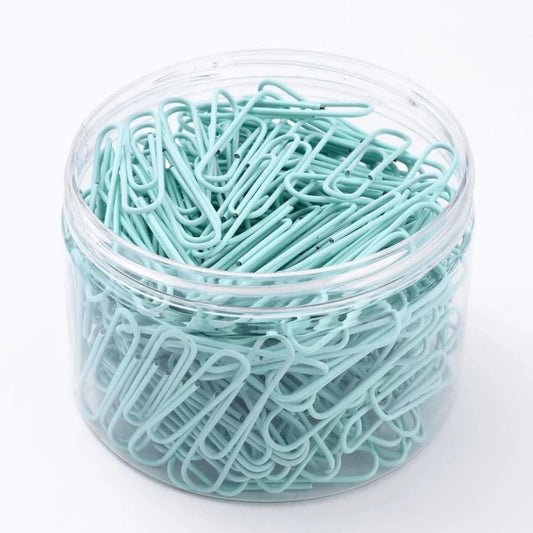 Macaron Colored Paper Clips, 1.1" Medium Paper Clip（28mm, 600pcs Paperclips for Office Supplies and Organization (Cyan)