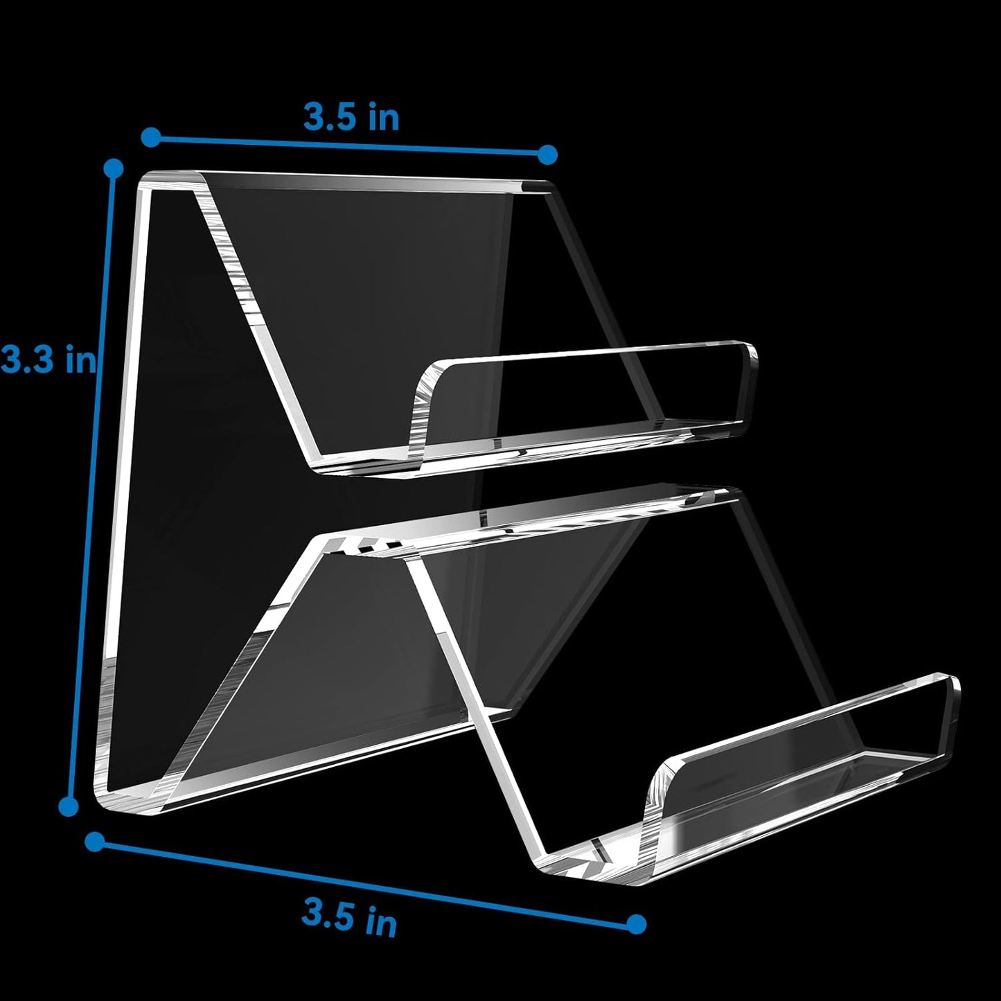 Acrylic Business Card Holder, 2-Tier Business Card Display, Clear Business Cards Stand for Desk & Counter, 2 Pack