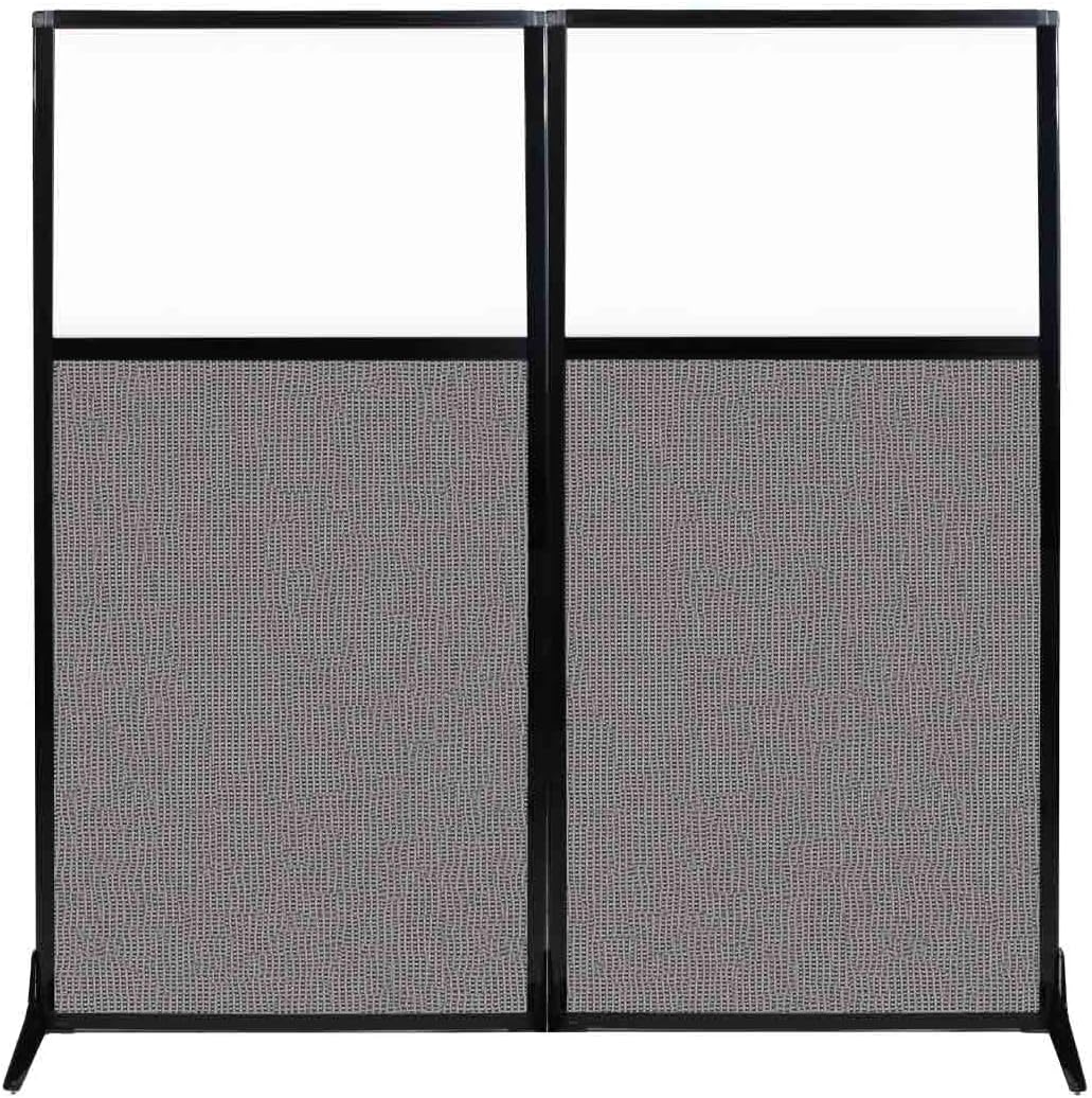 Versare Workstation Partition | Portable Wall Divider | Modern Office Cubicle | Free Standing Privacy Screen | Flexible Work Space | 66" x 70" W/Window, Slate Fabric Panels