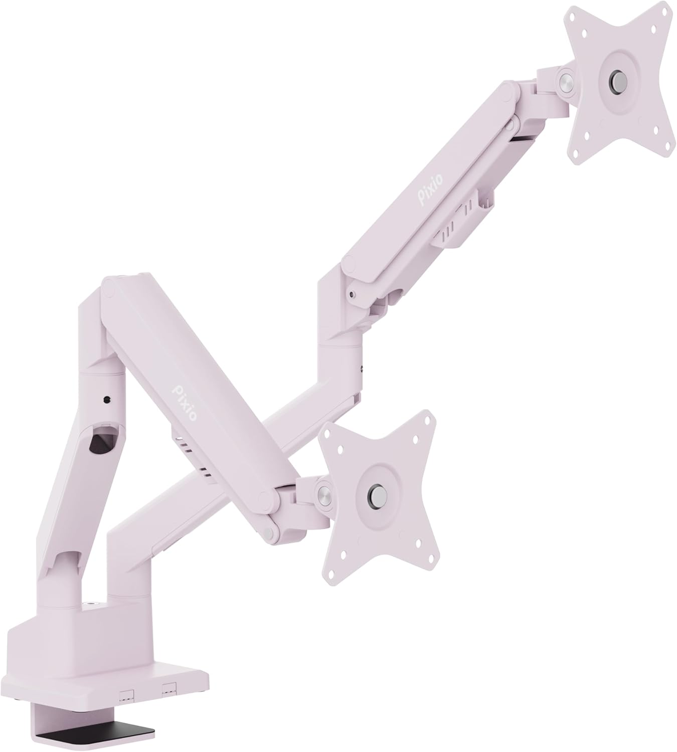 Pixio PS1D Wave Pink Dual Monitor Arm Stand Desk Mount - Fits up to 32 inches Monitors and up to 19.8lbs. VESA Compatibility and Integrated Cable Management