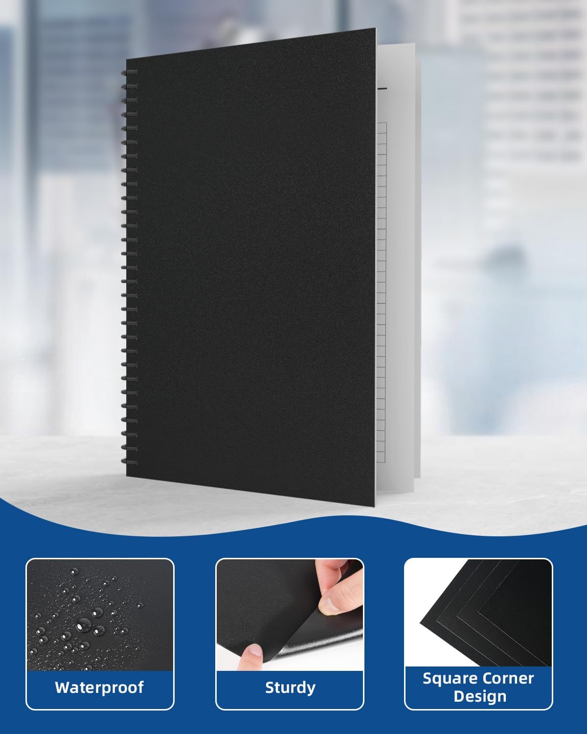 Dynta Binding Covers 120 Pack Black Sand-Textured Report Covers Sheets for Binding, Letter Size 8-1/2 x 11 Inches, 14 mil Presentation Binder, Office Supplies, Un-Punched, Square Corners