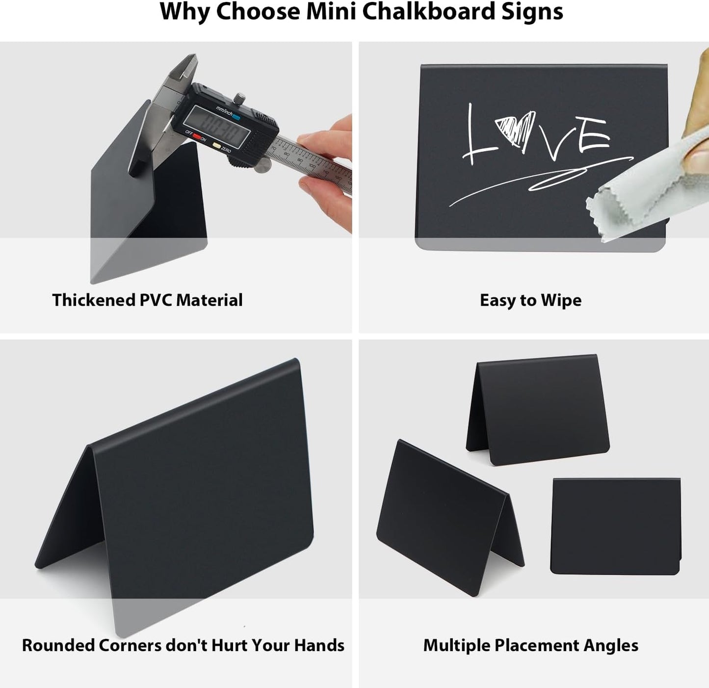 4"x3" Mini Chalkboard Signs Food Labels for Party Buffet Food, 12 Pcs Food Signs Tags for Display, Reusable Tabletop Small Message Chalk Board Signs for Tables Place Cards Wedding Bakery Birthday