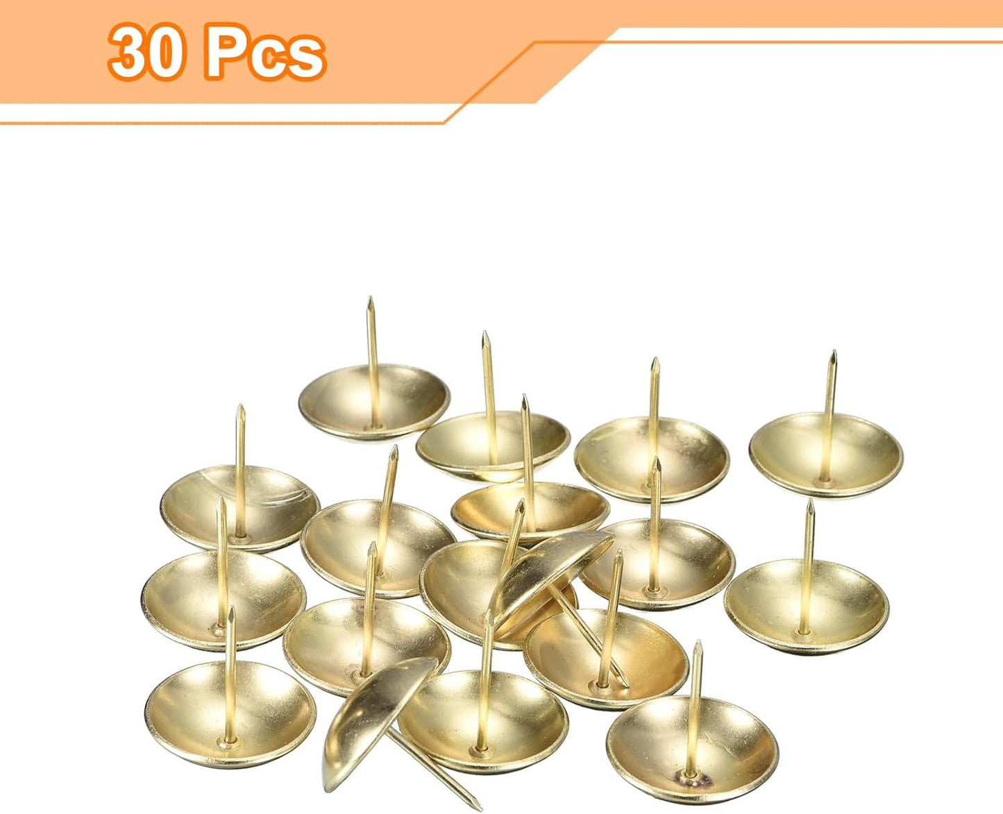 uxcell Upholstery Tacks Nail Pins Furniture, 30Pcs 30x30mm Thumb Tack Pins Assortment Kit Carbon Steel for Home Sofa DIY Decorative Nail Heads Nails, Gold