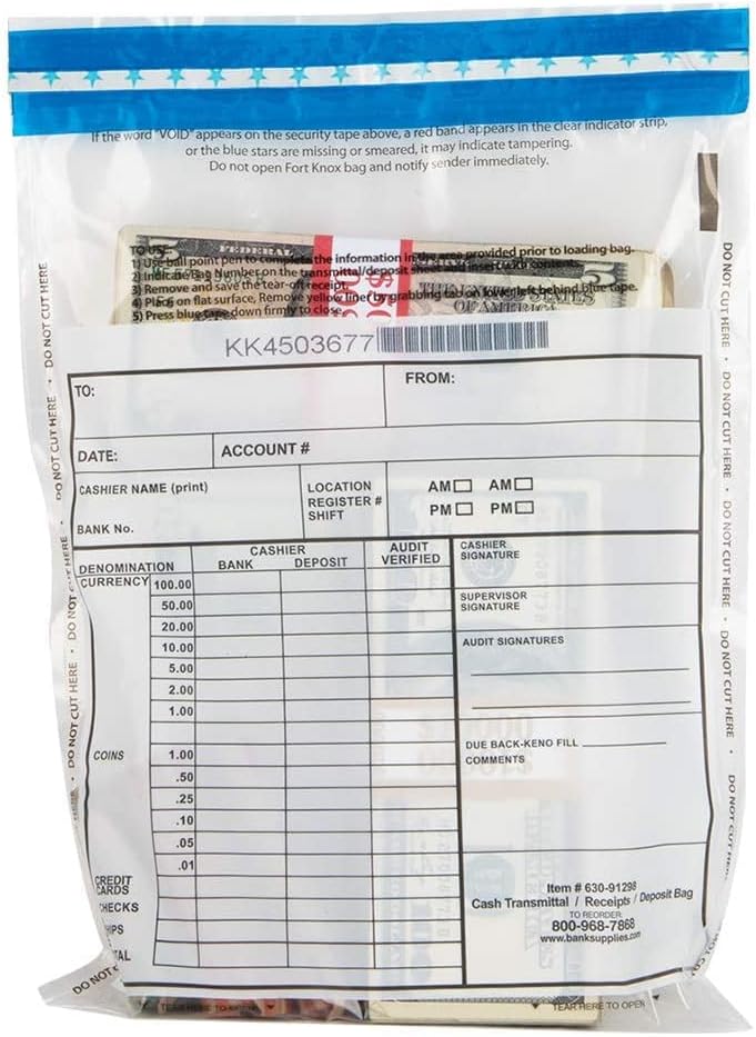 BankSupplies Ultima Blue Cash Transmittal Bags | 9W x 12H | Pack of 500 | Captive Flap Closure | Tamper Evident Tape | Write-On Panel | Heat, Cold & Moisture Detection | Deposit Plastic Bags