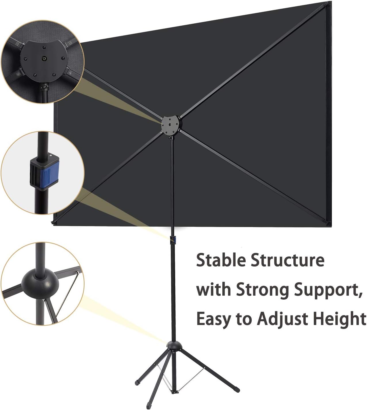 Projector Screen with Stand, 100 Inch Outdoor Projection Screen 16:9 and Tripod Stand, Portable Projector Screen, 1.2 Gain, Lightweight and Compact, Easy Setup, Idea for Home Cinema, Backyard Party.