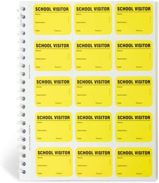 School Visitor Log Book, Spiral-Bound Visitor Badges, Guest Register Book, Carbon Copy - 225 Badges - Neon Yellow