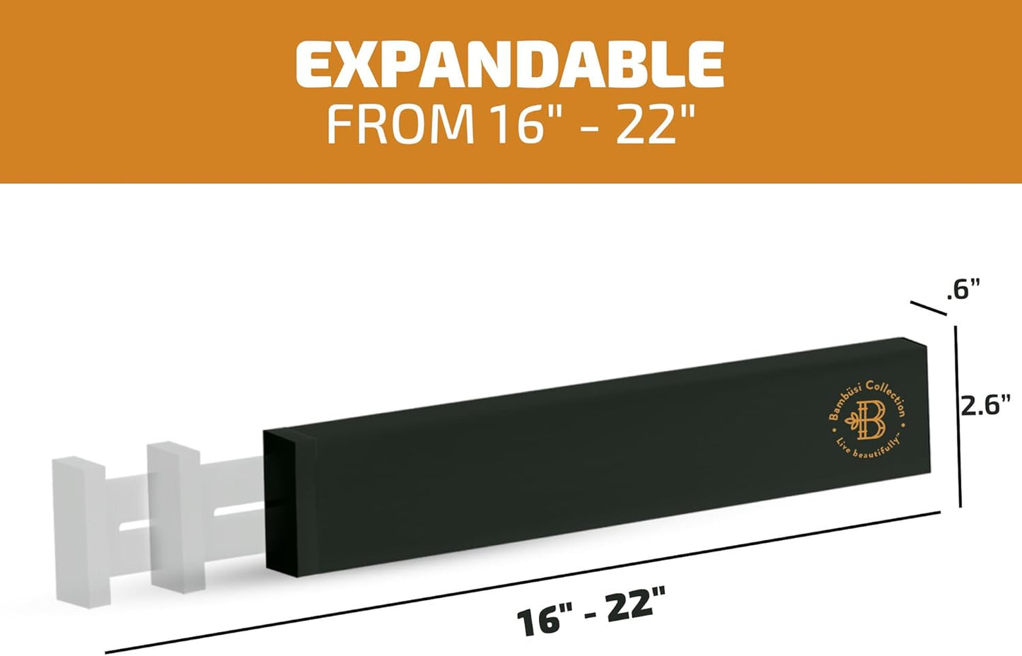 4 Pack Drawer Dividers Bamboo 2.6" High, 16-22" Adjustable Drawer Organizers for Clothes, Expandable Dresser Separators in Bedroom/Bathroom/Kitchen/Office Organization and Storage (Black)