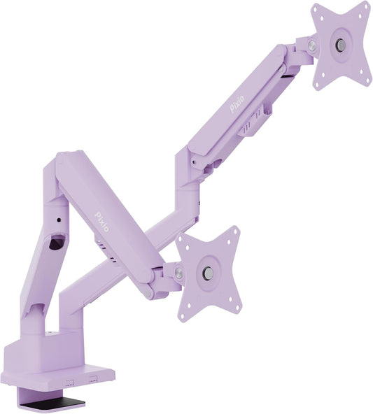 Pixio PS1D Wave Purple Dual Monitor Arm Stand Desk Mount - Fits up to 32 inches Monitors and up to 19.8lbs. VESA Compatibility and Integrated Cable Management