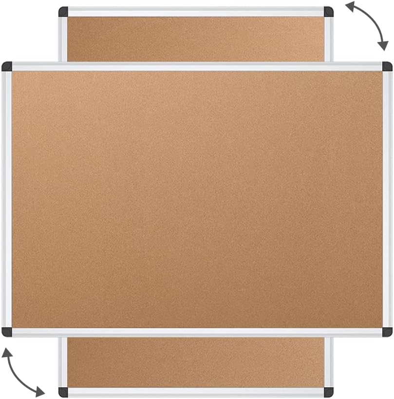 VIZ-PRO Cork Notice Board, 48 X 24 Inches, Silver Aluminium Frame
