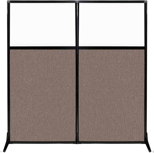 Versare Workstation Partition | Portable Wall Divider | Modern Office Cubicle | Free Standing Privacy Screen | Flexible Work Space | 66" x 70" W/Window, Latte Fabric Panels