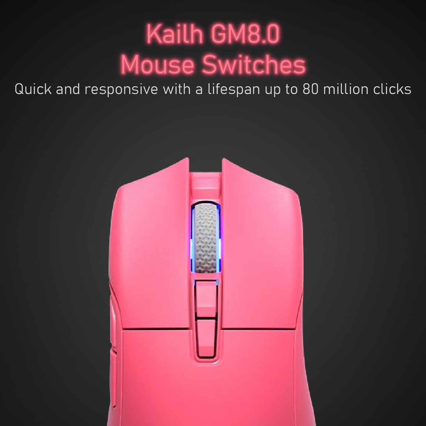iRocks M31R Wireless Gaming Mouse, Triple Mode 2.4G/ Bluetooth/USB-C Detachable Cable Gaming Mouse, Kailh GM8.0 Mouse Switches, Advanced PixArt PAW3395 Optical Sensor, Up to 26,000 DPI - Pink