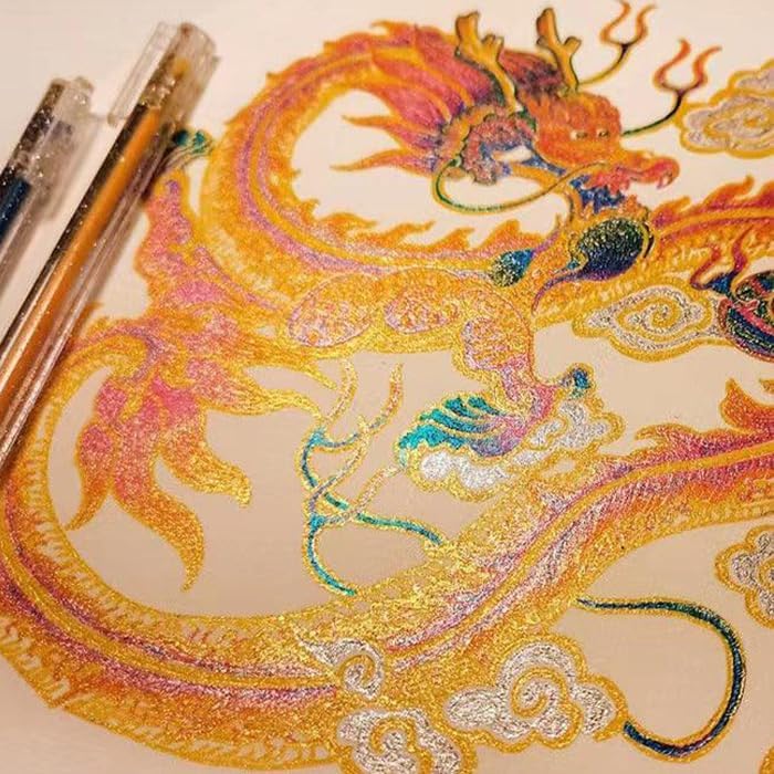 Grabie glitter gel pens,12 Colors Gel Pens for Coloring,Metallic Vibrant Sparkle Colorful Pen,Fine Tip Markers Colored Neon Gel Pens for Adult Coloring Books, Sparkle Pen, Gelly Roll Pens