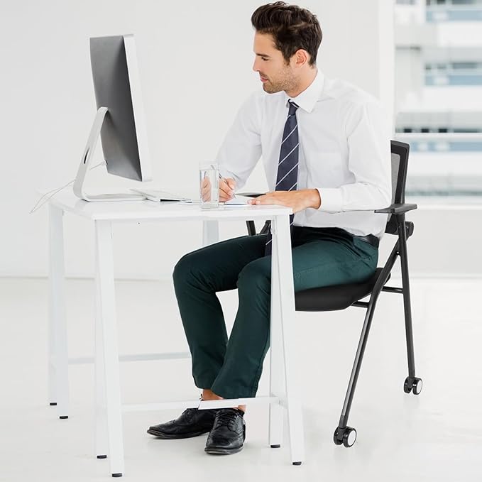 50 Pack Conference Room Chairs with Wheels and Sliding Armrest,Foldable Nesting Chair for Office School Church Waiting Room Black