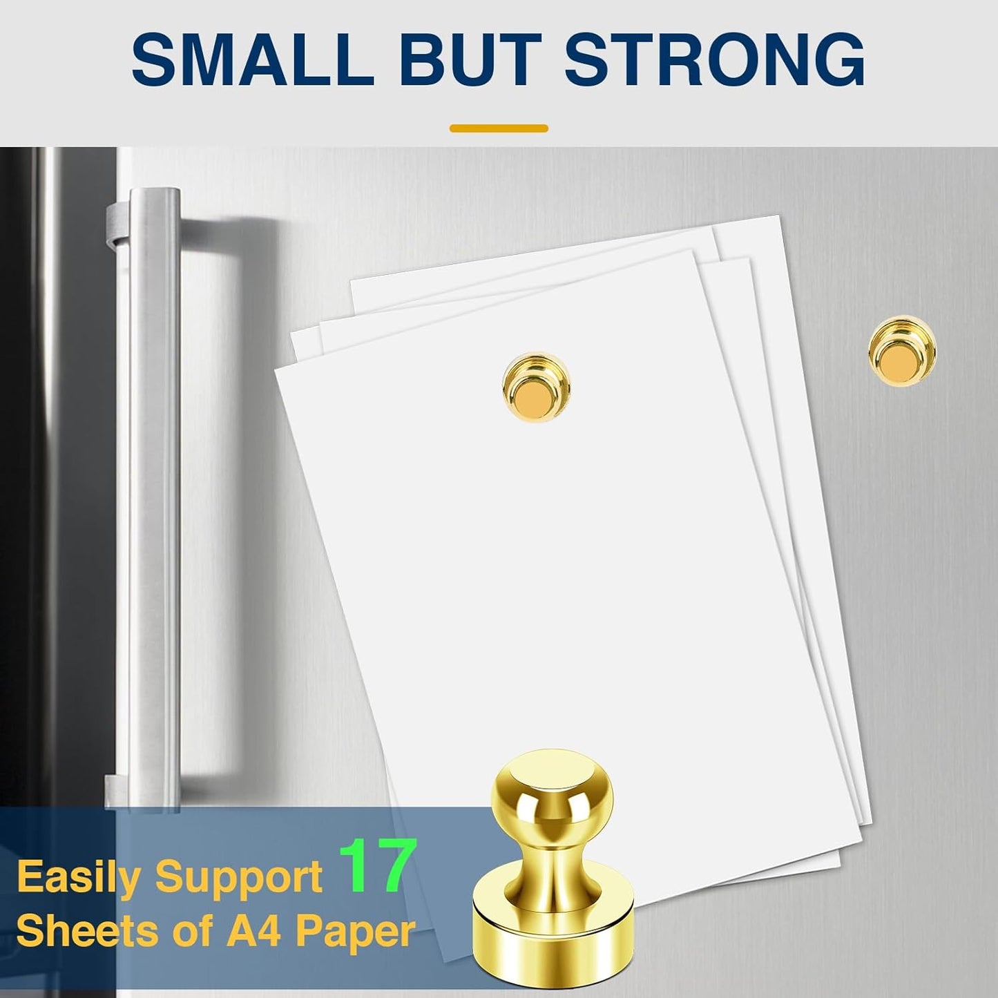 MIKEDE Whiteboard Magnets - 60pcs Small Gold Neodymium Refrigerator Magnets for Whiteboard, School, Classroom, Kitchen and Map