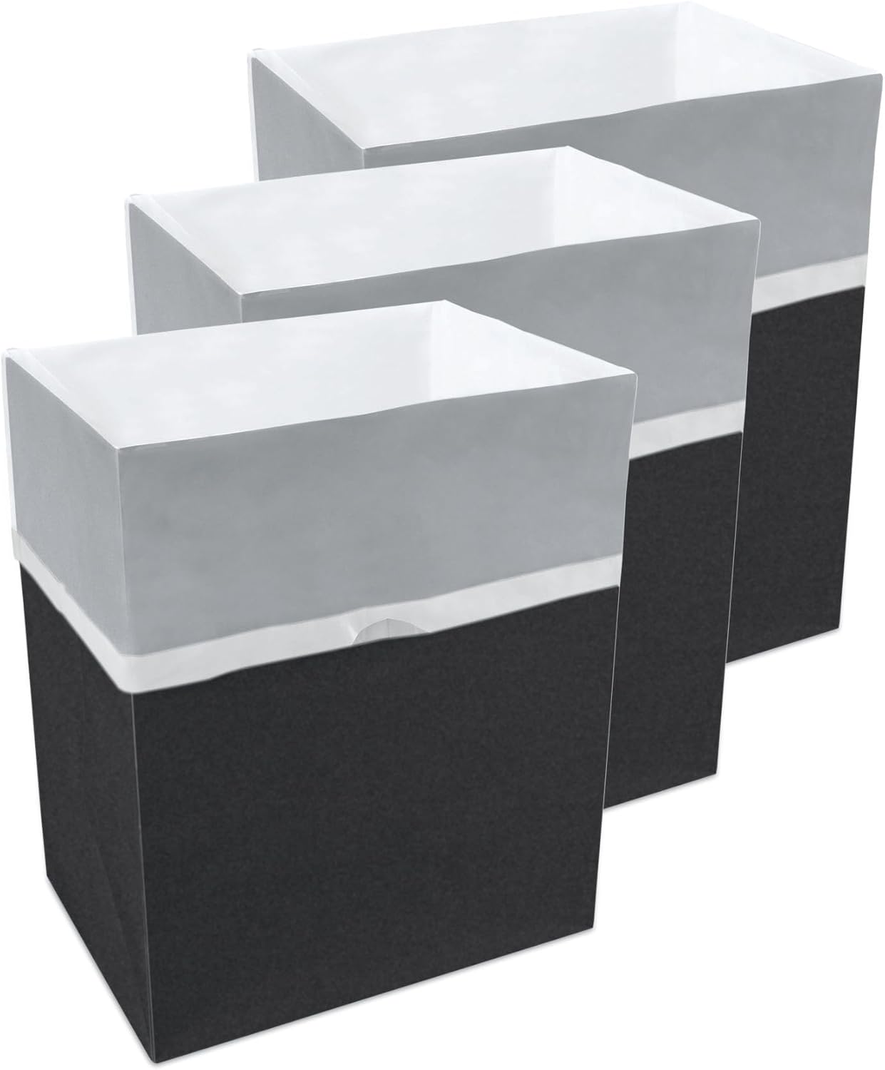 | 13 Gallon Disposable Trash Cans (3-Pack) with Fitted Trash Bags - Reusable Garbage and Recycling Bins for Parties, Events, and More (Black - 17" Height x 13.5" Width x 10" Depth)