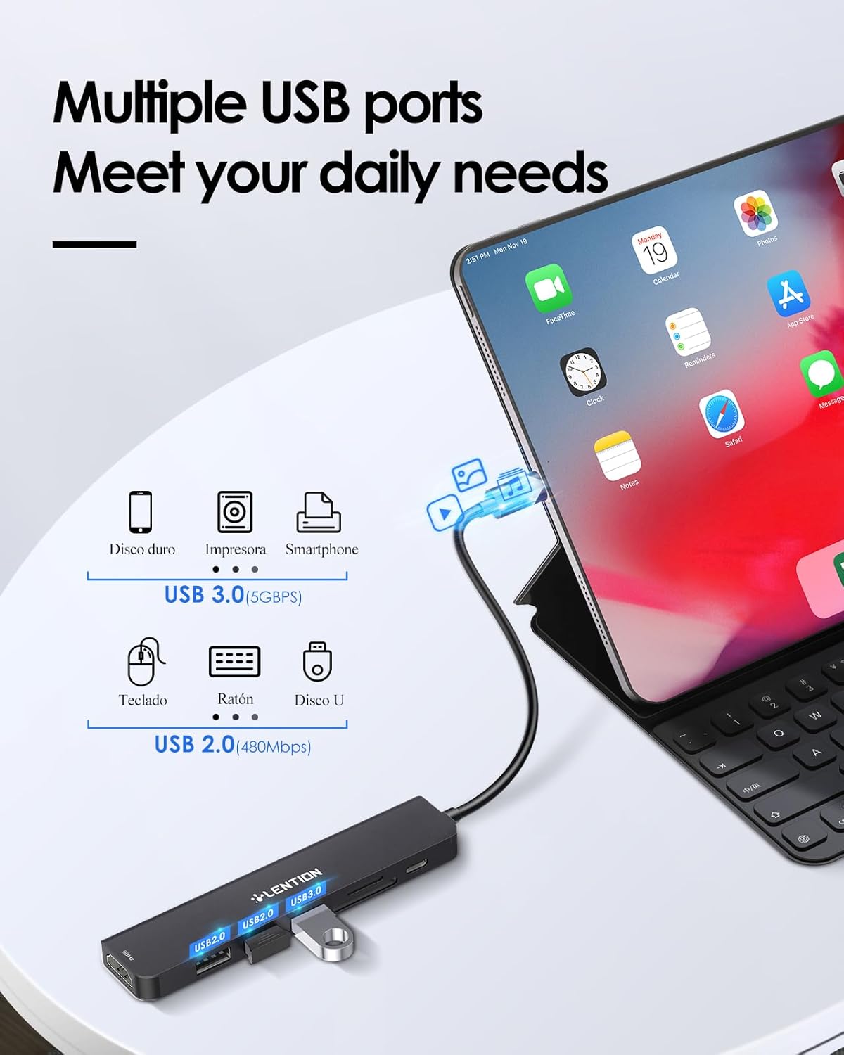 LENTION USB C Hub with 100W Charging, 4K@60Hz HDMI, Dual Card Reader, USB 3.0 & 2.0 Compatible 2024-2016 MacBook Pro, New Mac Air/Surface, Chromebook, More, Stable Driver Adapter (CB-CE18p.Black)