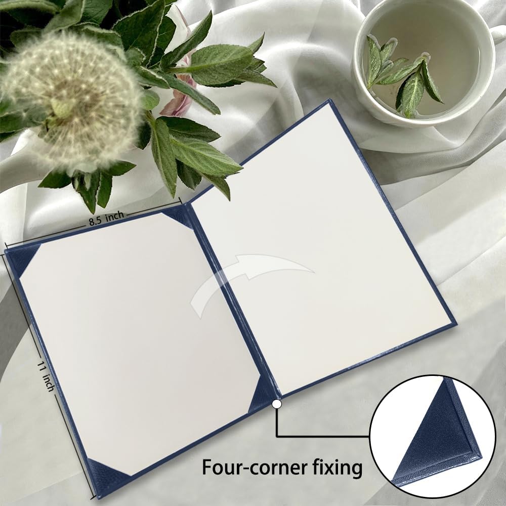 Diploma Cover 8.5x11 Inch, Graduation Certificate Holder - Elegant Faux Leather Folder for Graduation, Wedding Officiant,Navy Blue-1 Pack