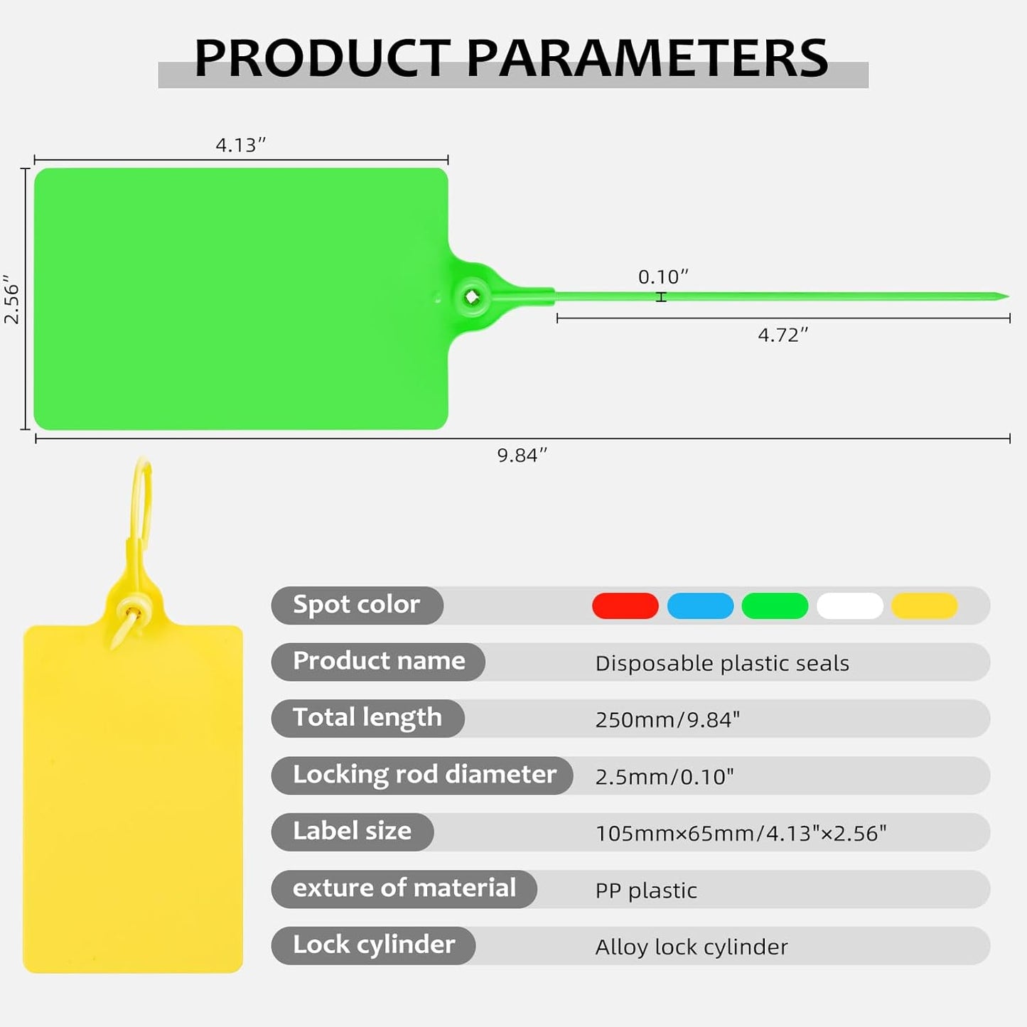 100 Plastic Labels Waterproof Shipping Tags for Labeling with Markers; 5 Colors
