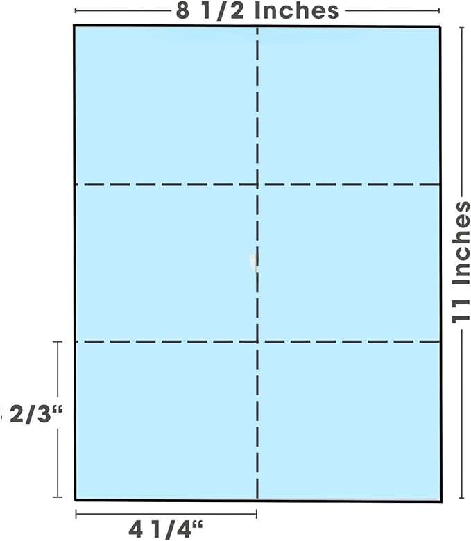 Limited Papers (TM) 8.5x11 Perforated Paper, 20/50 Pound, 75 GSM, Variety of Perforation Sizes and Colors, for Forms, Tickets, Postcards, Business Cards. (Gold, 6 up)