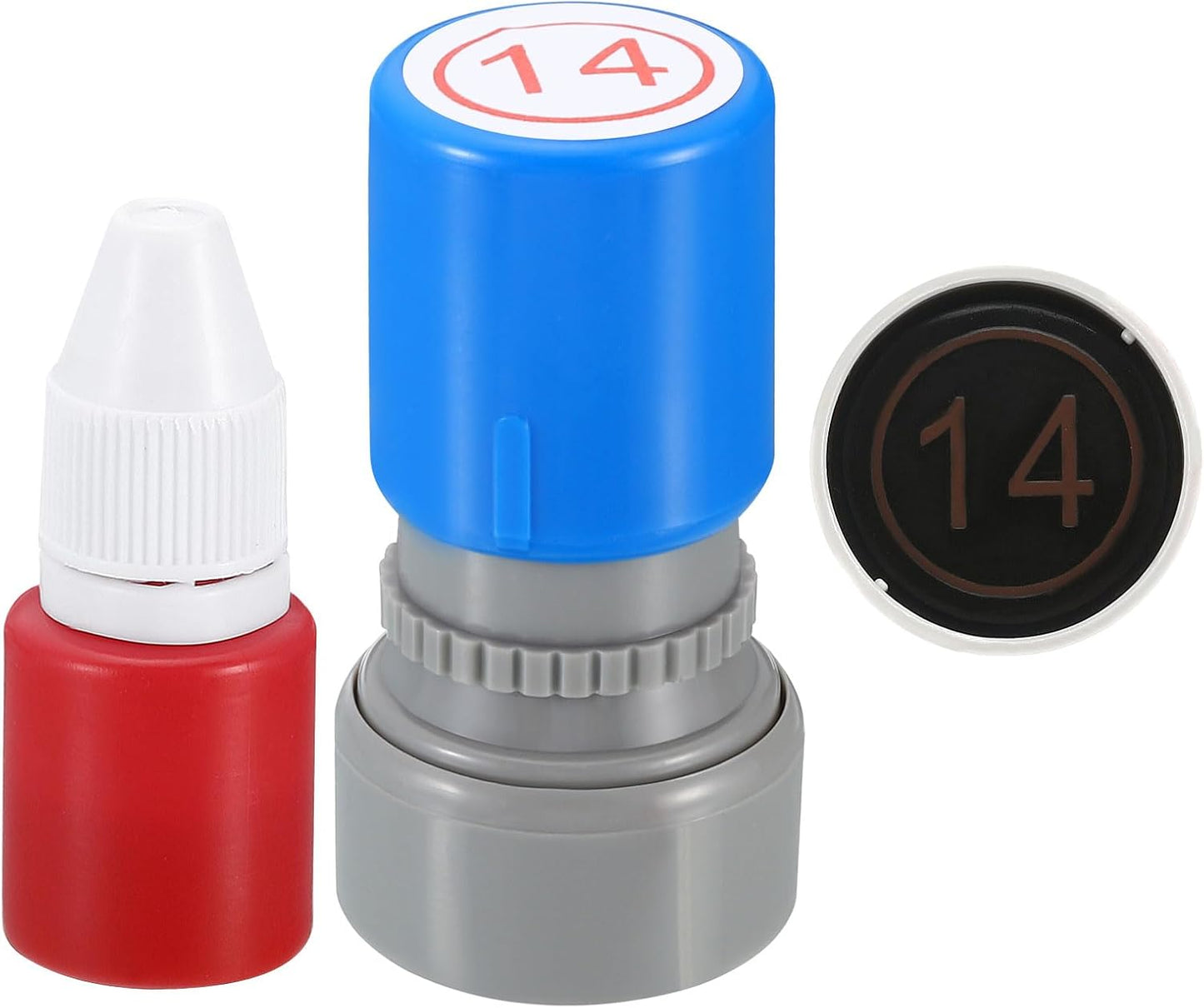 PATIKIL Number Stamps Self Inking, Numeral 14 Number Stamp Teacher Stamp Initial Stamp Ink Stamp for Class Notebook Scrapbooking DIY Craft Style 2, Red Ink