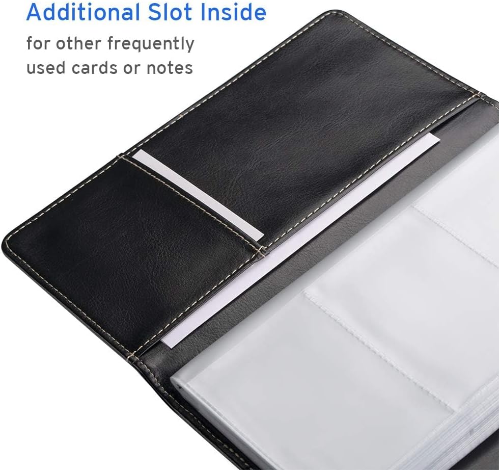 Sooez Leather Professional Business Card Book Holder Organizer, 240 Capacity Credit Card Booklet, PU Name Cards Holder Storage File for Men Women, Purple