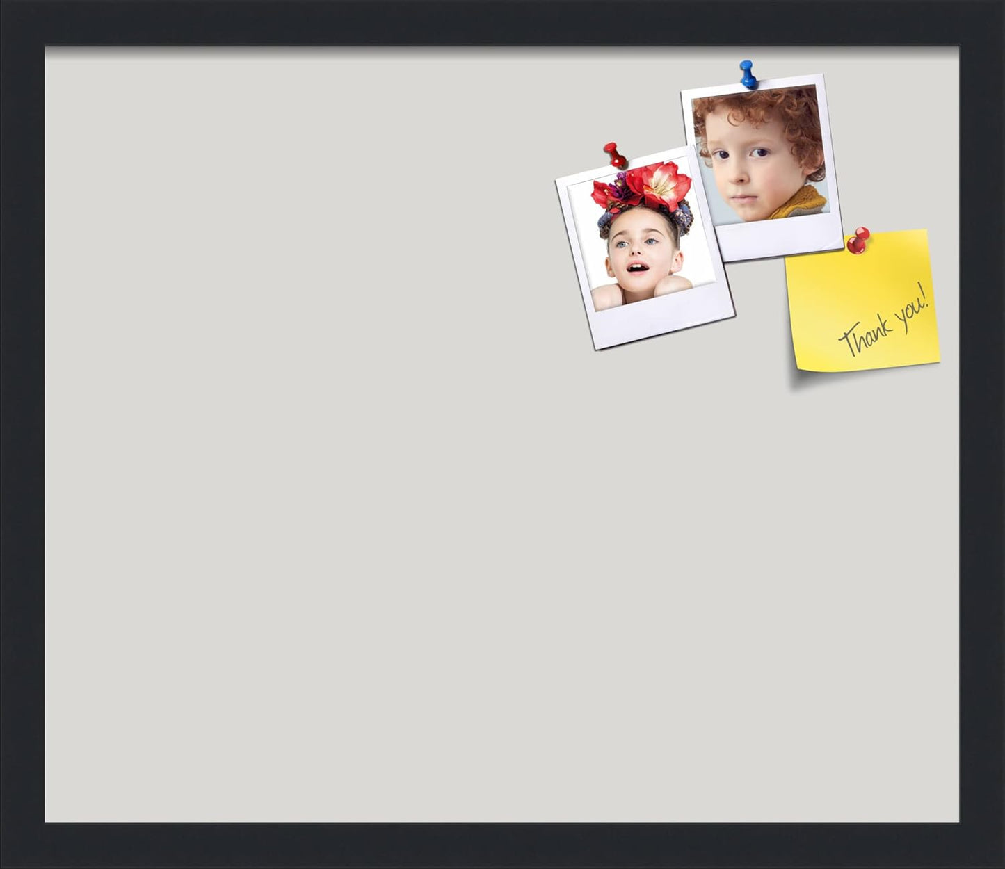 PinPix 20x17 Inch Cork Bulletin Board. This Decorative Framed Pin Board Comes with Light Stone Design and a Satin Black Frame. Ideal for Home Office Decor or Message Board (PinPix-1809)