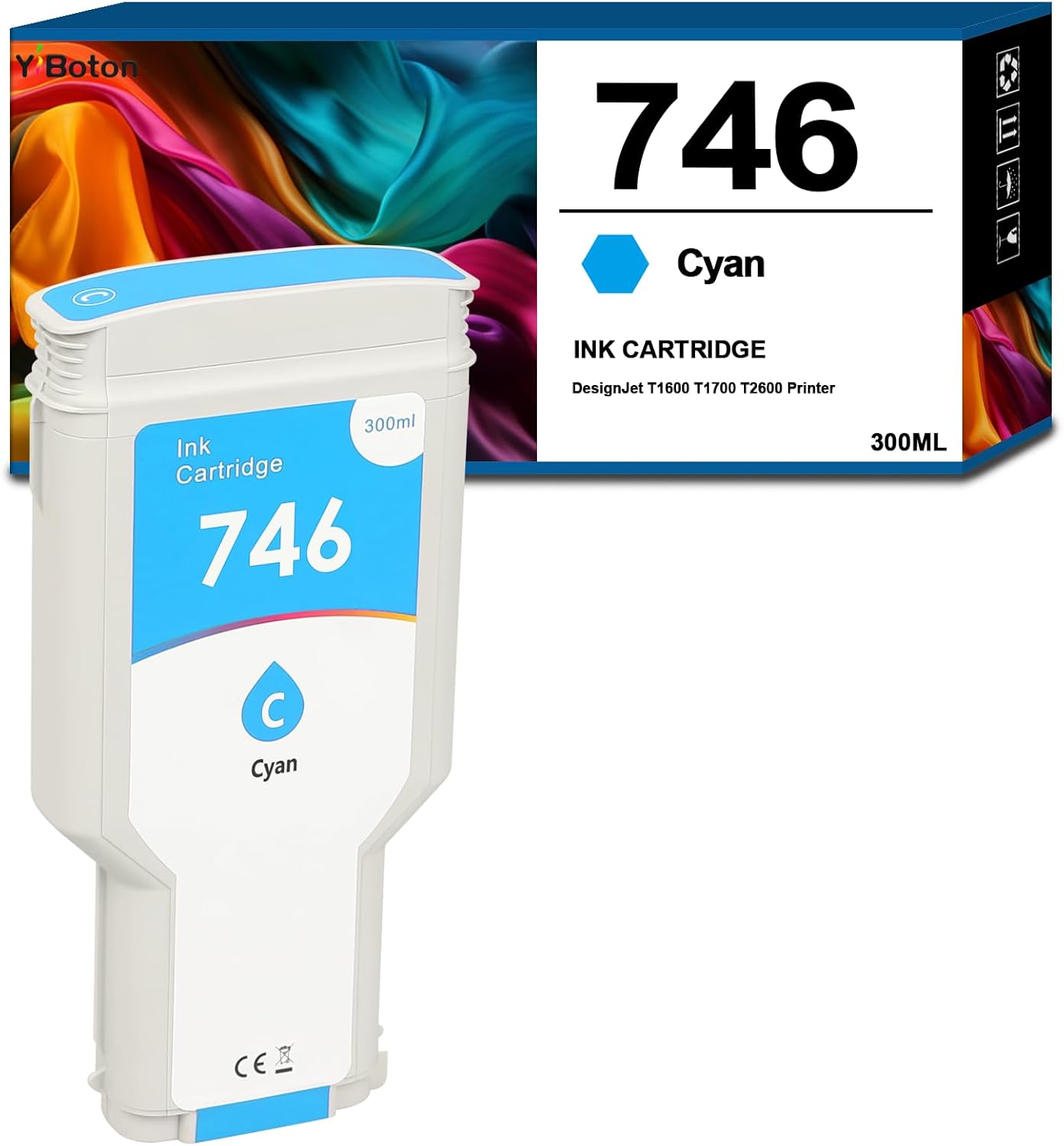 746 Cyan Ink Cartridge (P2V83A) High Capacity Compatible Ink Cartridge for 746 Z6 & Z9+ Large Format Plotter Printer,300-ml