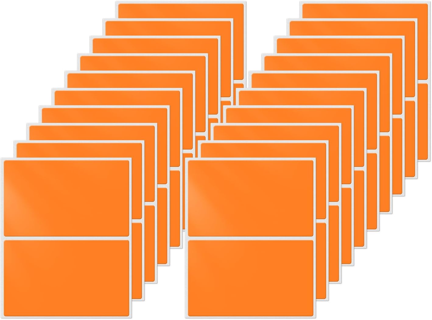 Rectangle Label Stickers 3×2 Inch Vinyl Removable Orange Sticker Waterproof Writable File Folder Moving Labels for Boxes Home Office Labeling 40 PCS