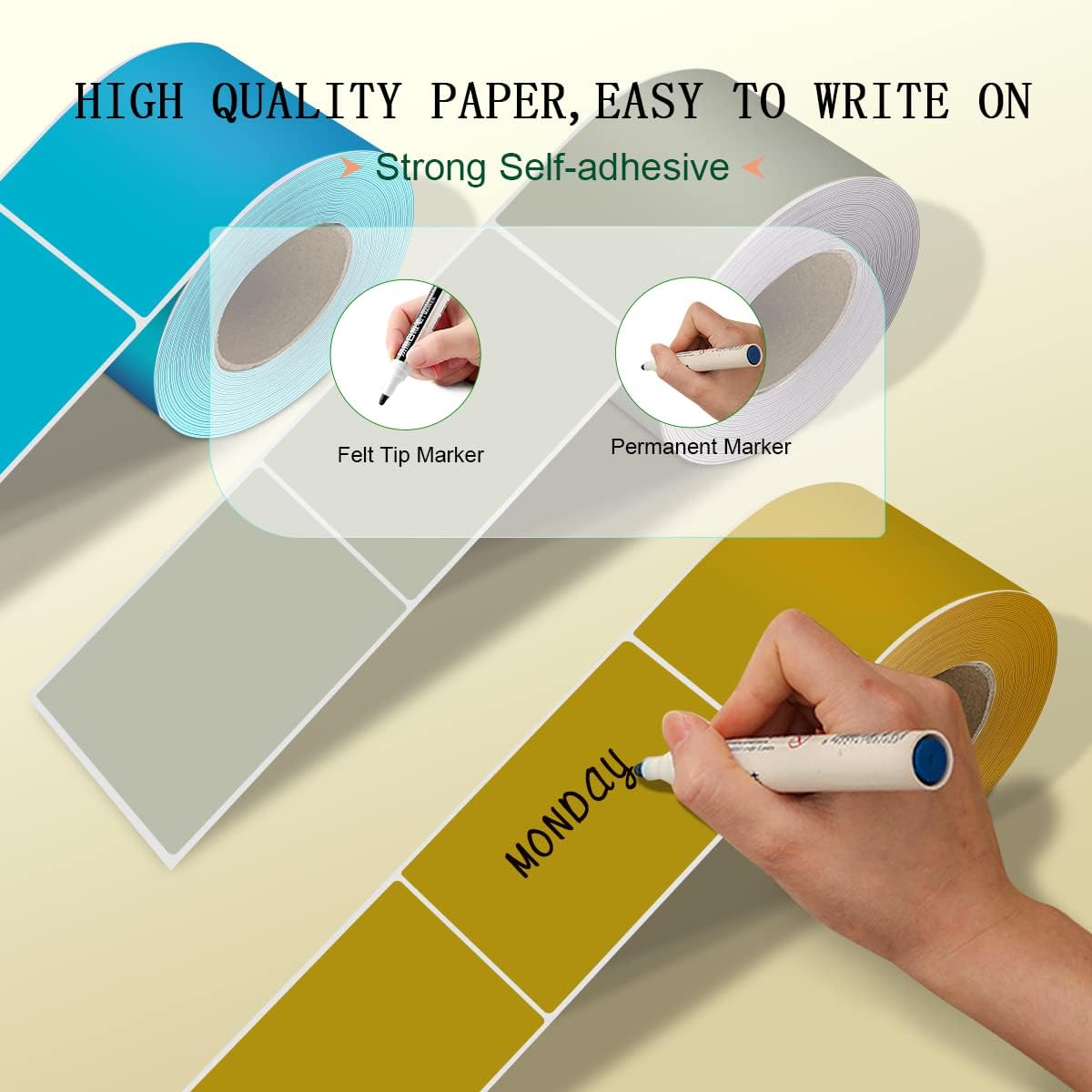 PARLAIM 3 X 5 inch Rectangle Inventory Labels Color Coding Stickers, 250PCS Permanent Stciker for Warehouse Moving Box Square Label (Olive)