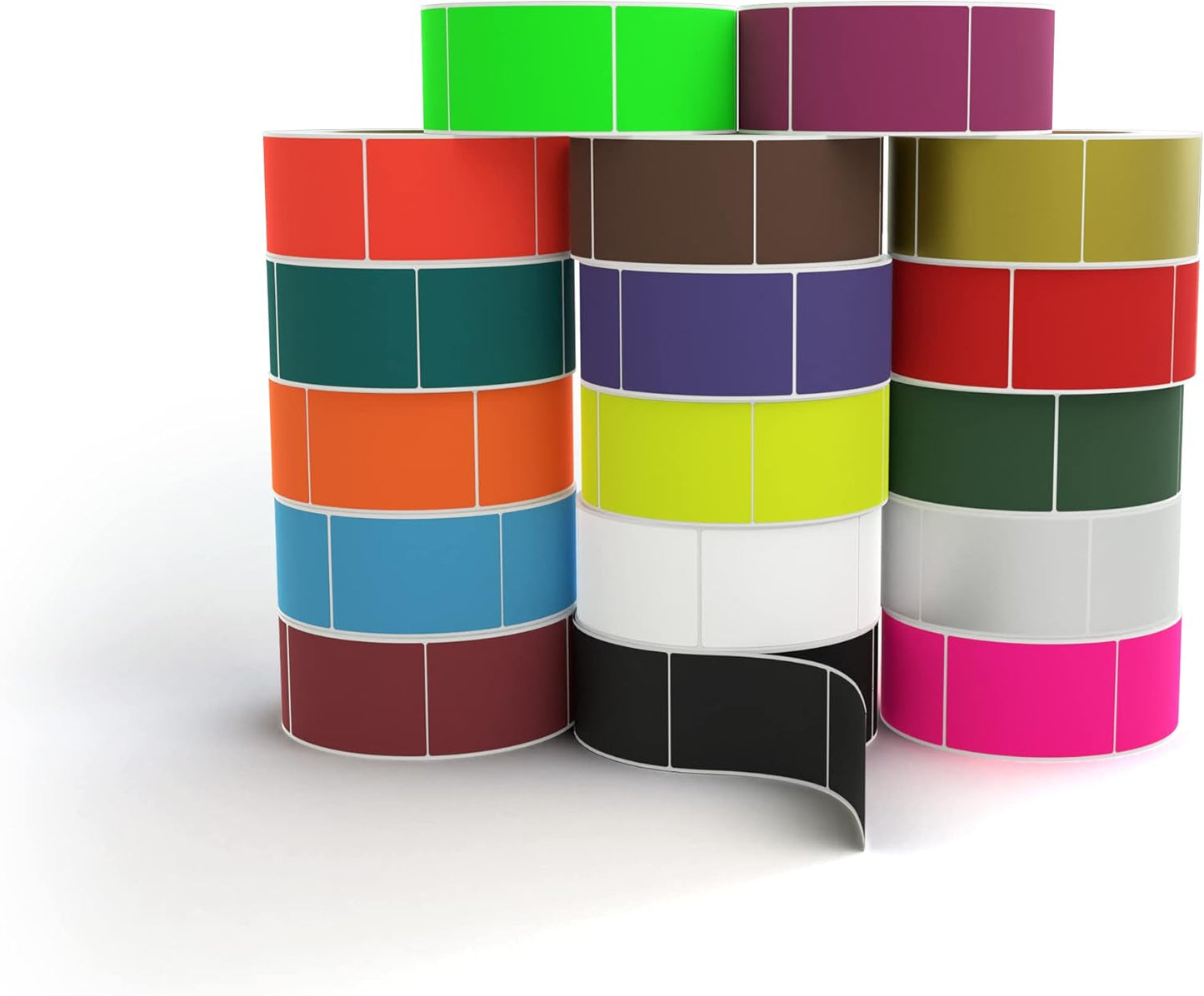 Kenco Color Coding 3 X 5 Rectangle Labels, Inventory Control Stickers 500 Labels Per Roll, Made in The USA (12 Pack Mix-n-Match)