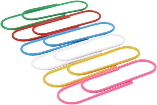Coideal Super Large Paperclips Colored, 30 Pack 4 Inch Jumbo XL Mega Paper Clips Holder Vinyl Coated Assorted Color for Office (10 cm)