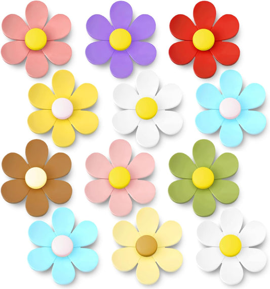 Qualsen Flower Magnets for Whiteboard & Fridge – 12 Pcs Cute 3D Decorative Refrigerator Magnets for Locker, Kitchen, Office, Classroom