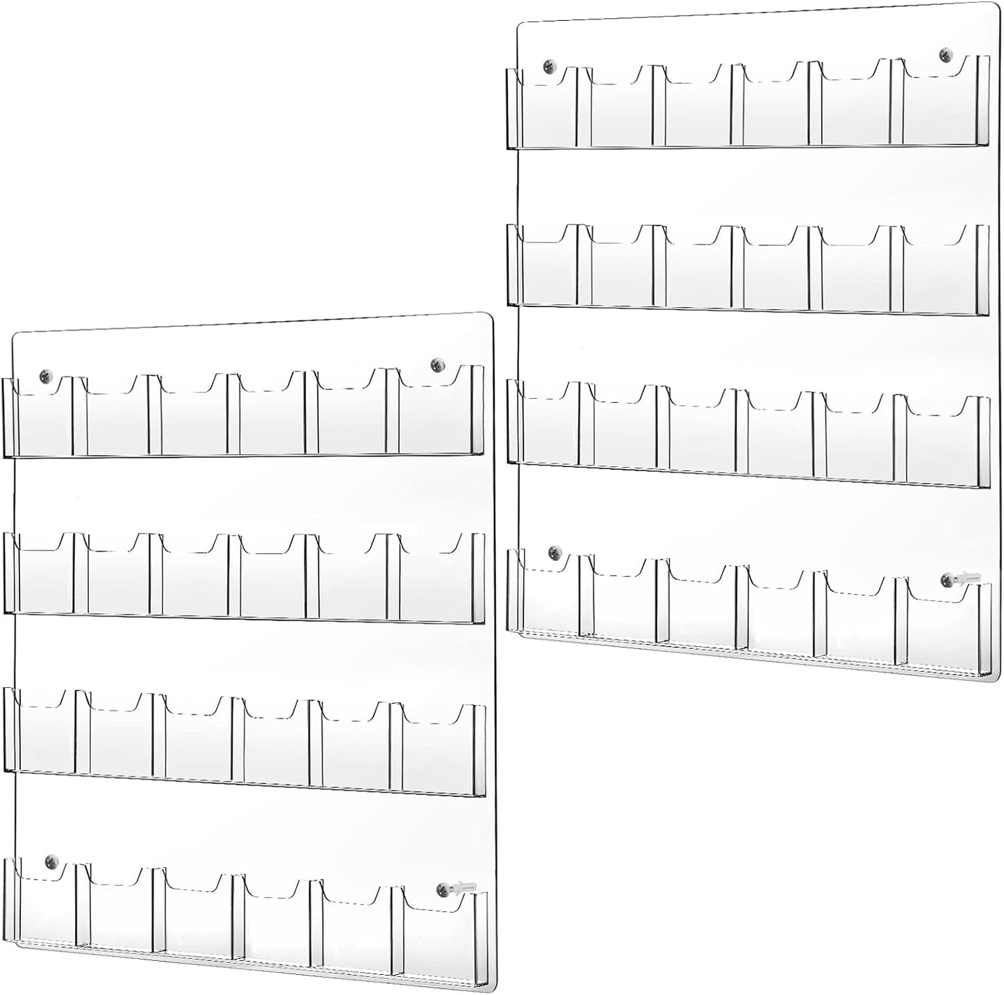 Weysat Acrylic Brochure Pamphlet Holder Brochure Display Stand Business Tri Fold Multi Slot Holder Rack Wall Mount Clear Pocket Space Saver for Flyer Literature Menu Advertise(2 Pieces)