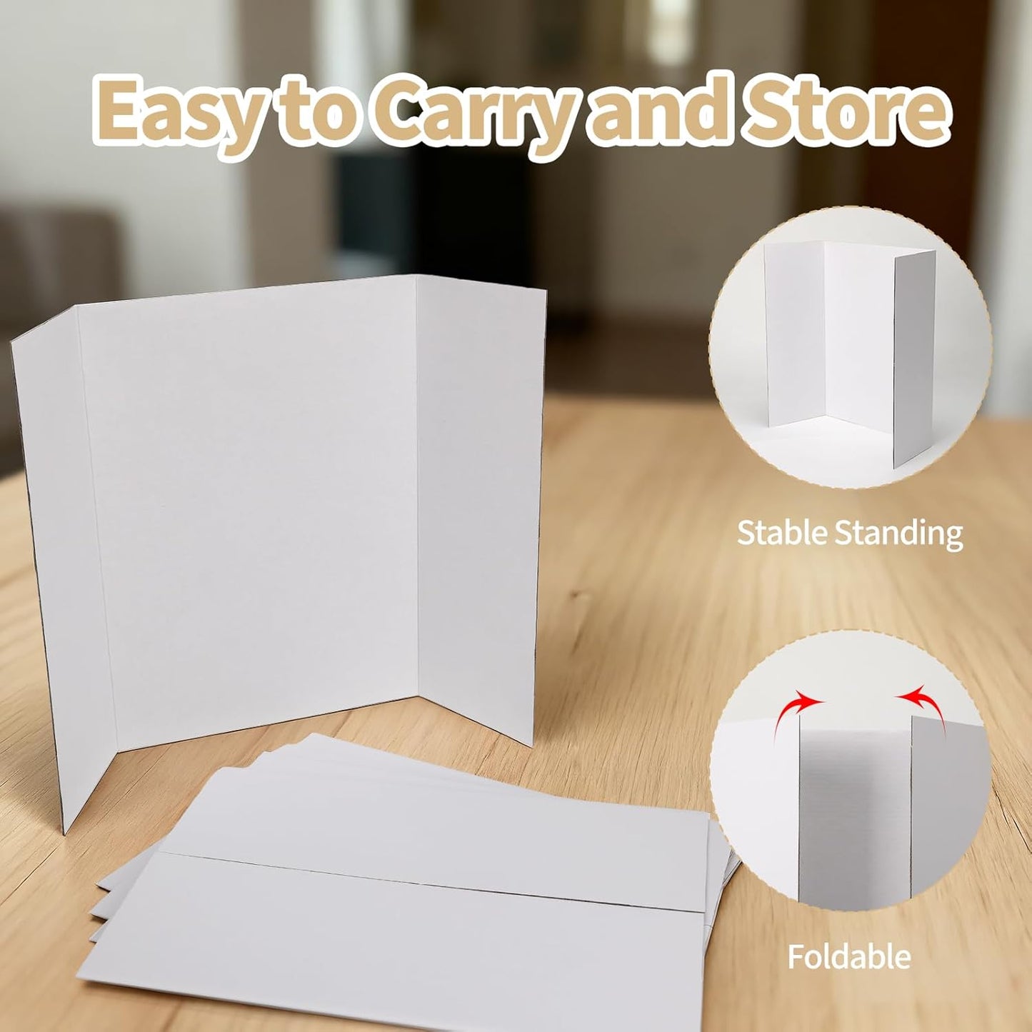 CRUGLA Trifold Poster Board – 5 Pack, 21 x 14 White Corrugated Presentation Display Boards for Science Fairs, School Projects, Exhibitions, and Office Presentations