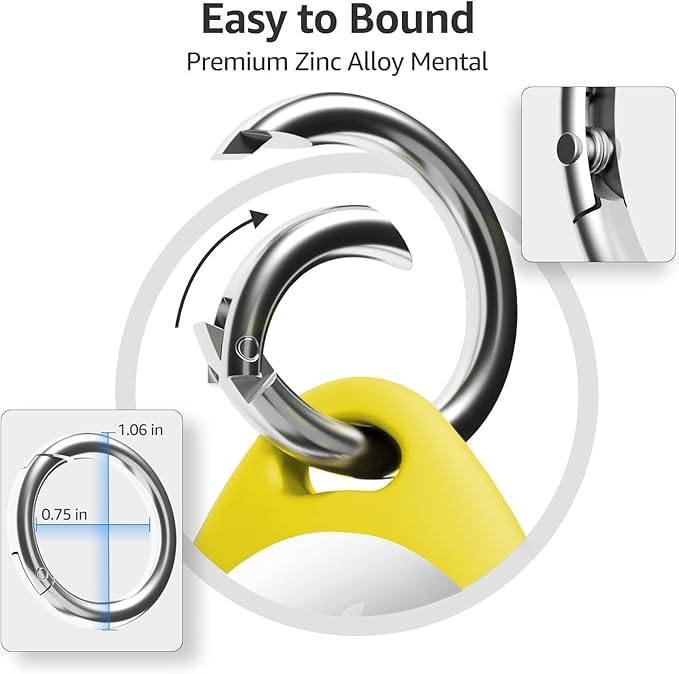 for AirTag Keychain Holder with Wire Cable, Secure Lock Case for Air tag, Compatible with AirTags, Key Ring Chain Luggage, for Airtag Accessories for GPS Item Finder Tracker, Yellow