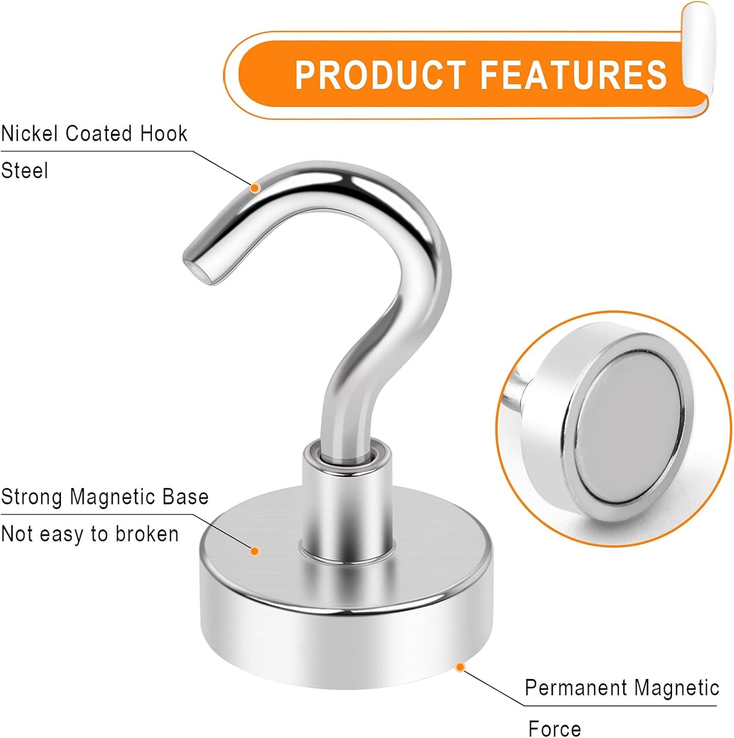 MIKEDE Magnetic Hooks, 30LB Heavy Duty Magnet Hooks for Cruise Cabins, Strong Magnets Neodymium with Hooks for Hanging, Refrigerator, Locker Decoration, Workplace -55Pack